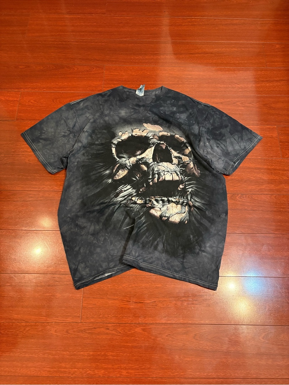 Men’s Y2K Affliction Style Grunge Shirt Size Large Gray Skull Graphic Skater